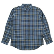 Van Heusen Mens Blue Tartan Plaid Long Sleeve Button-Down Shirt Large