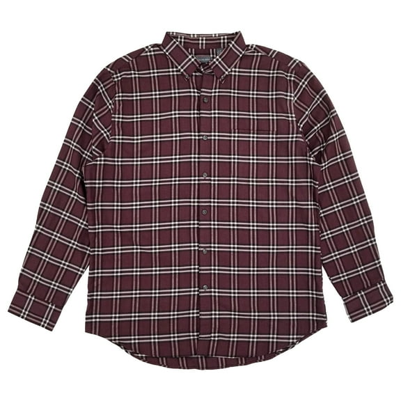 Van Heusen Mens Burgundy Plaid Long Sleeve Button-Down Shirt X-Large