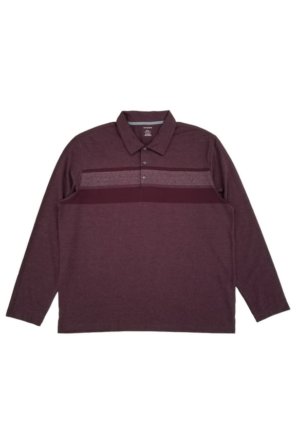Mens Burgundy Regular Fit Long Sleeve Polo Shirt XX-Large