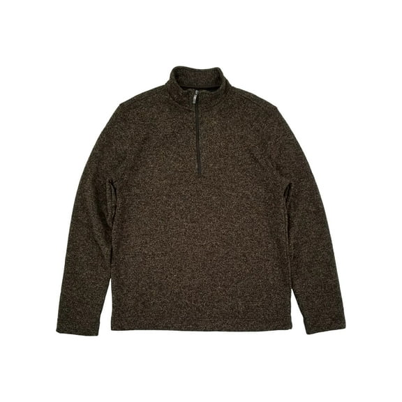 Van Heusen Mens Burnt Umber Flex Fleece Quarter-Zip Pullover Sweatshirt S