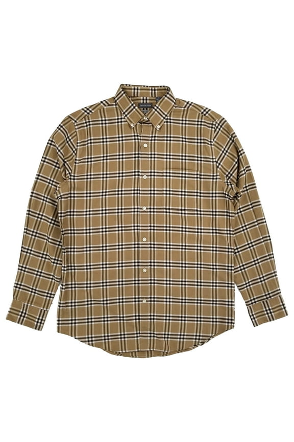 Mens Crockery Plaid Regular Fit Long Sleeve Button-Down Shirt Large