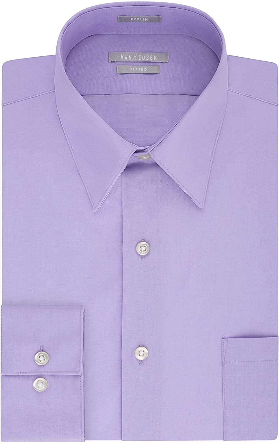 Van Heusen Mens Dress Shirt Fitted Poplin Solid 14.5 Neck 32-33 Sleeve  Lavender - Walmart.com
