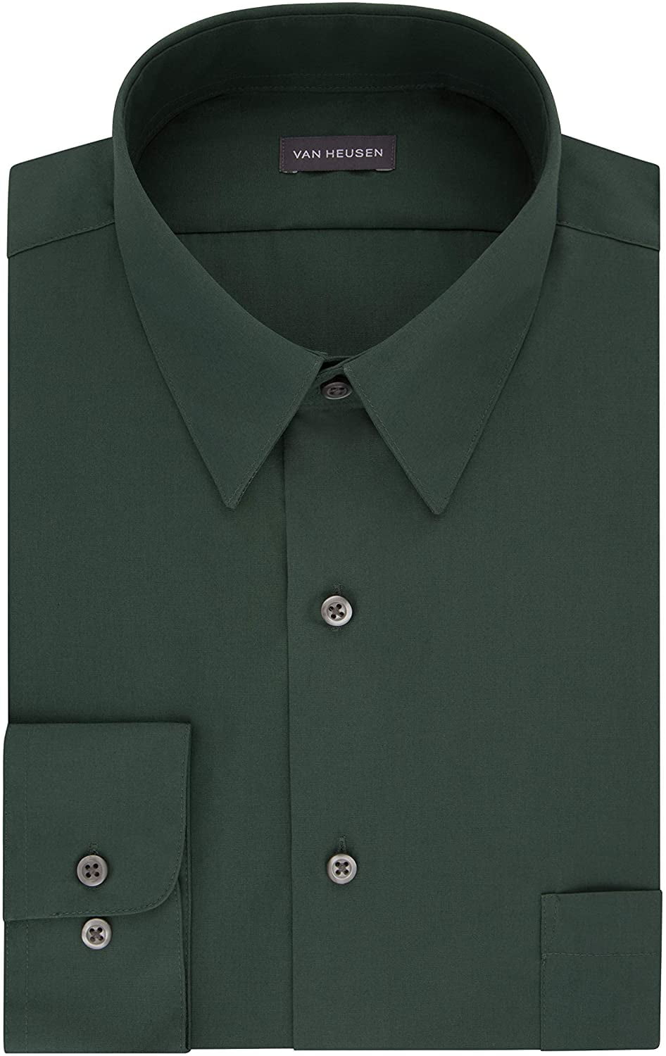 Van Heusen Mens Dress Shirt Fitted Poplin Solid 17 Neck 32-33