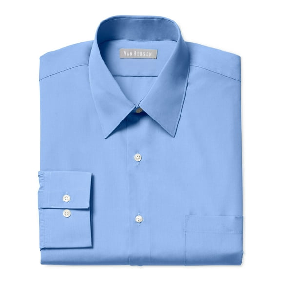 Van Heusen Mens Dress Shirt Large Regular Fit Pocket Blue 16 1/2