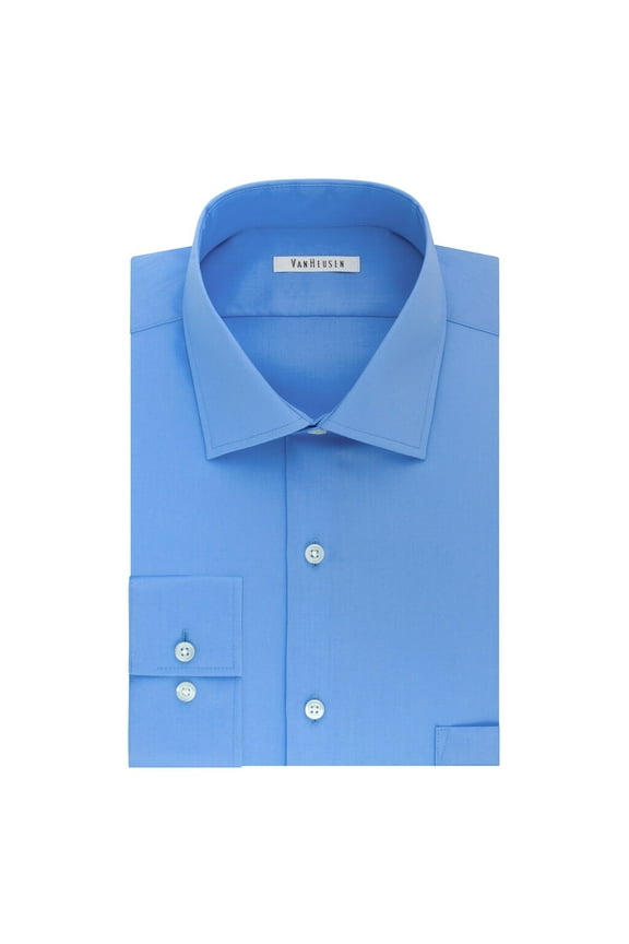 Mens Van Heusen Flex Collar Regular Fit Stretch Dress Shirt Blue Frost