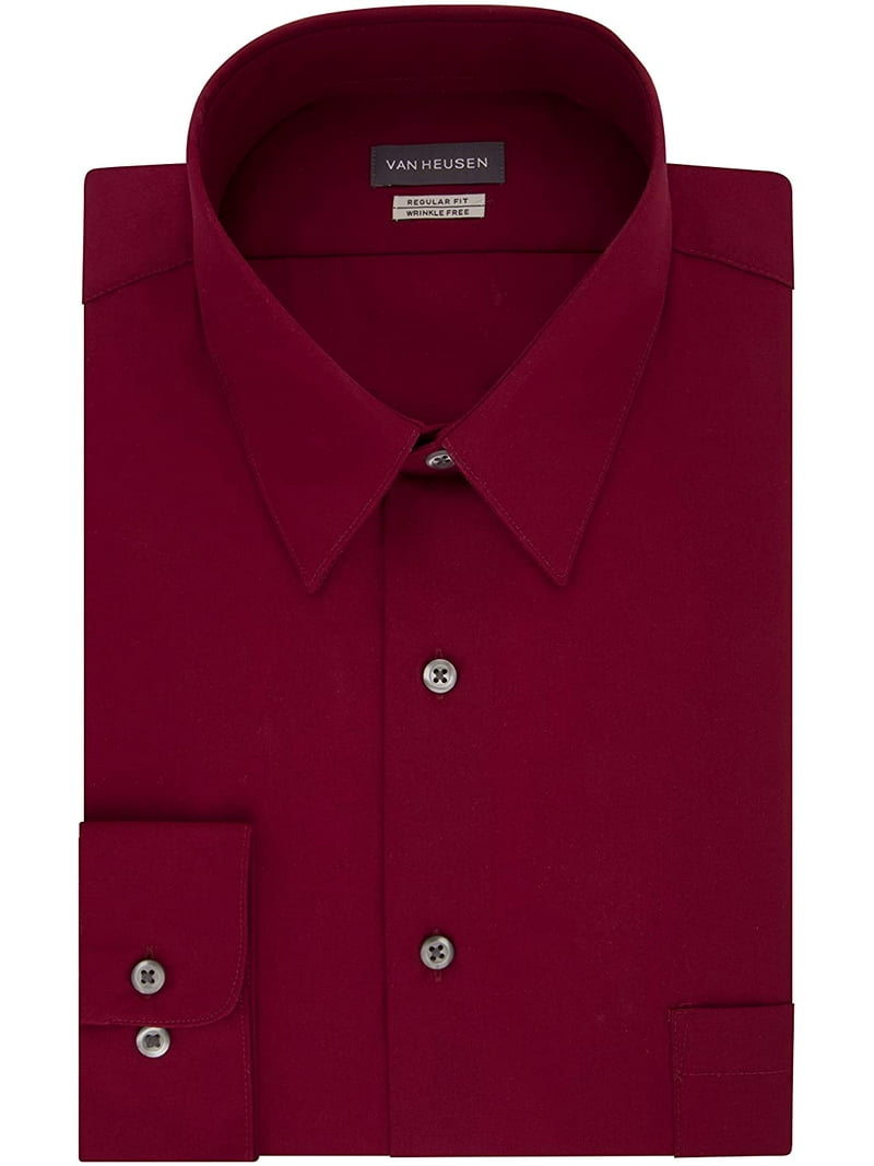 Van Heusen Mens Dress Shirt Regular Fit Poplin Solid 16.5 Neck 32