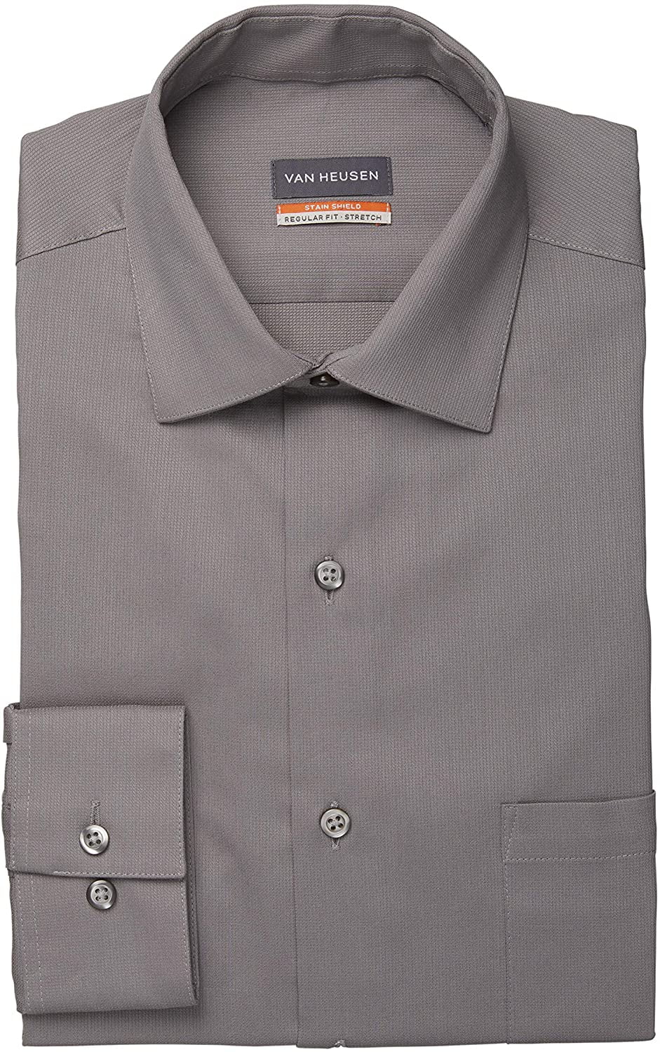 van heusen men's dress shirt slim fit stain shield stretch Van Heusen Stain Shield FLEX Stretch Regular Fit Wrinkle Free Print In Ash main image 0