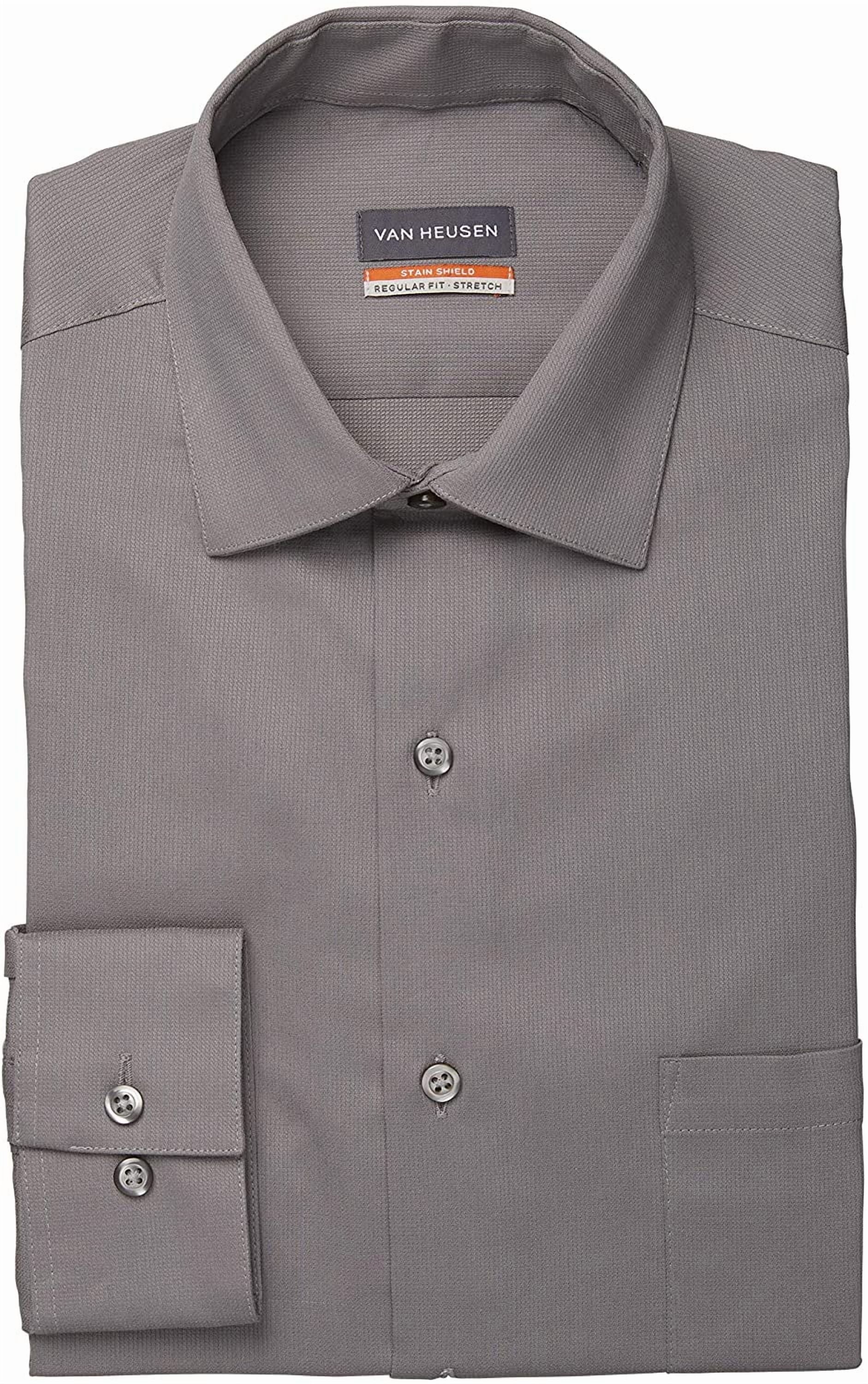 Van Heusen Mens Regular fit Dress Shirt Large 16-16.5 32-33 Grey Solid -  Walmart Business Supplies