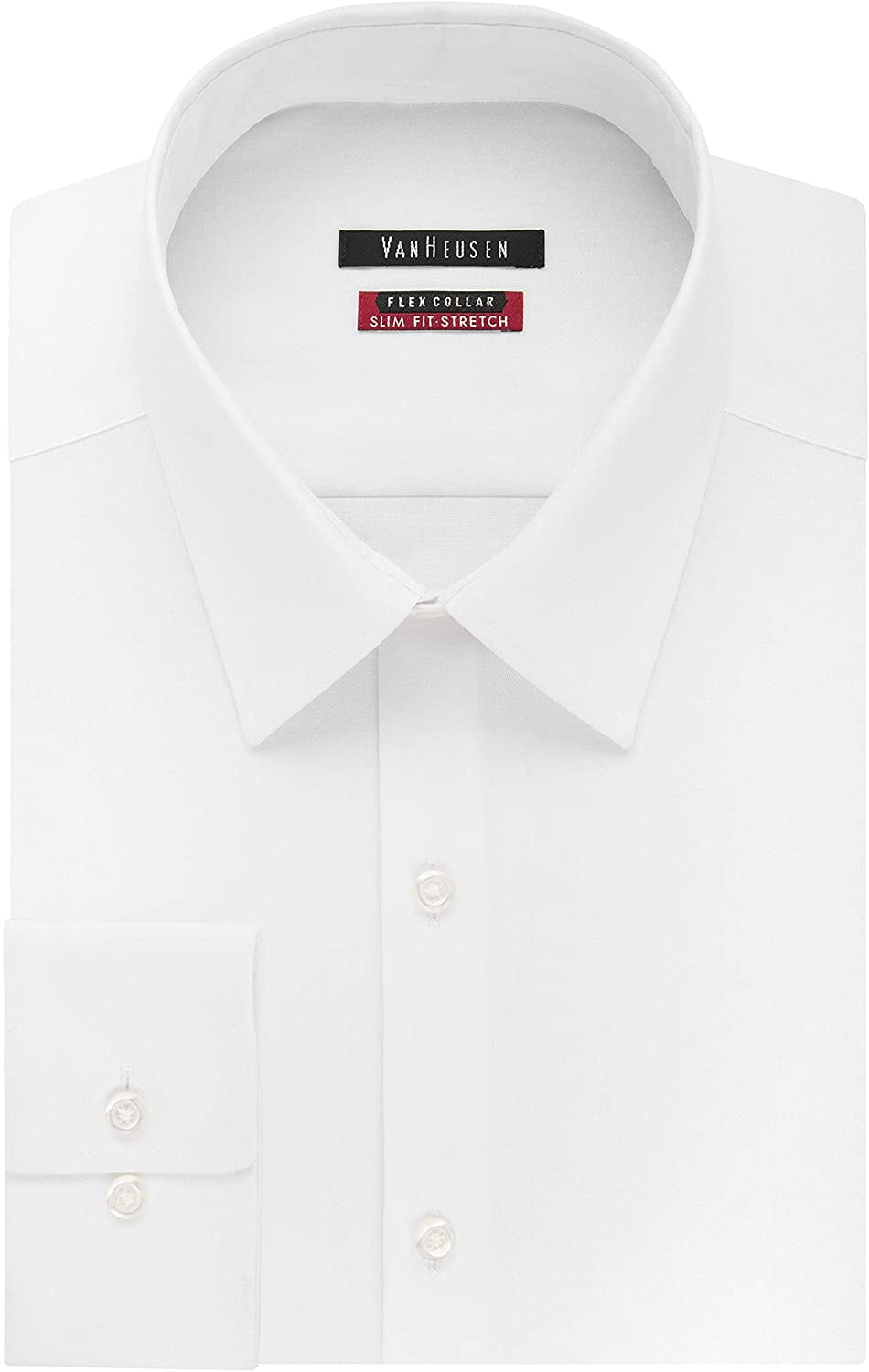 Van Heusen Mens Dress Shirt Slim Fit Flex Collar Stretch Solid 18 Neck  36-37 Sleeve White - Walmart.com