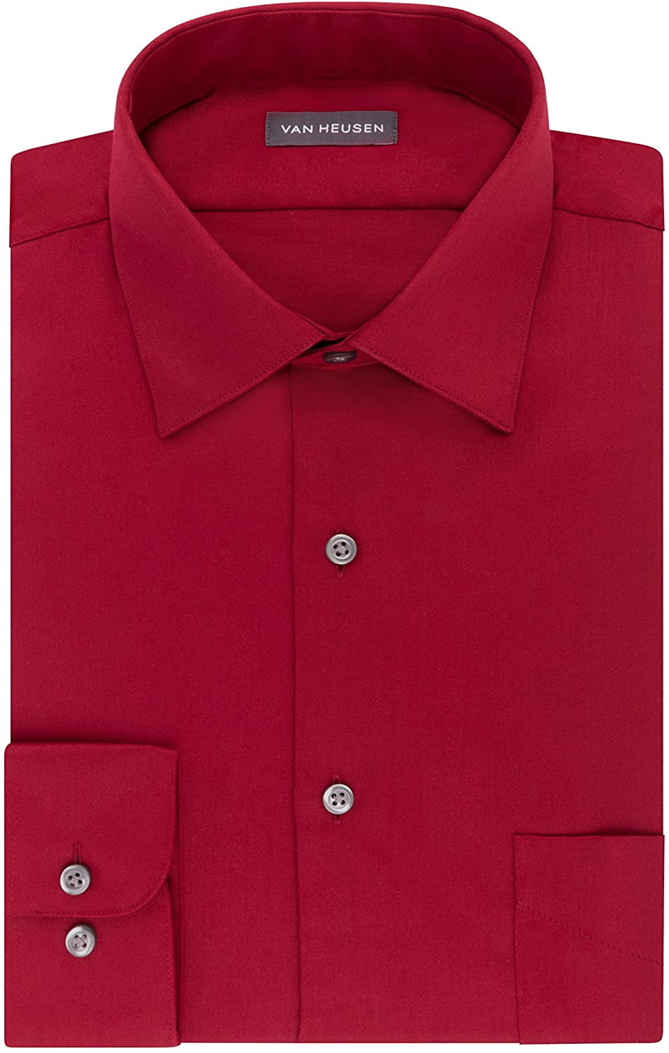 Van Heusen Mens Dress Shirts Fitted Lux Sateen Stretch Solid