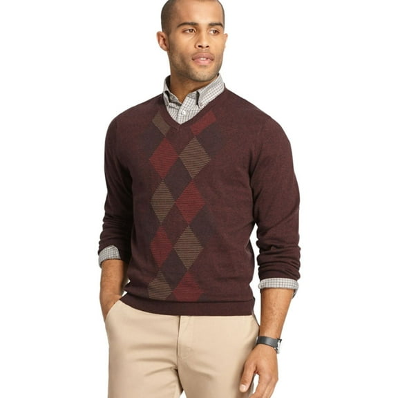 Van Heusen Mens Feeder-Stripe Diamond V Neck Pullover Sweater, Red, Big & Tall, XX-Large