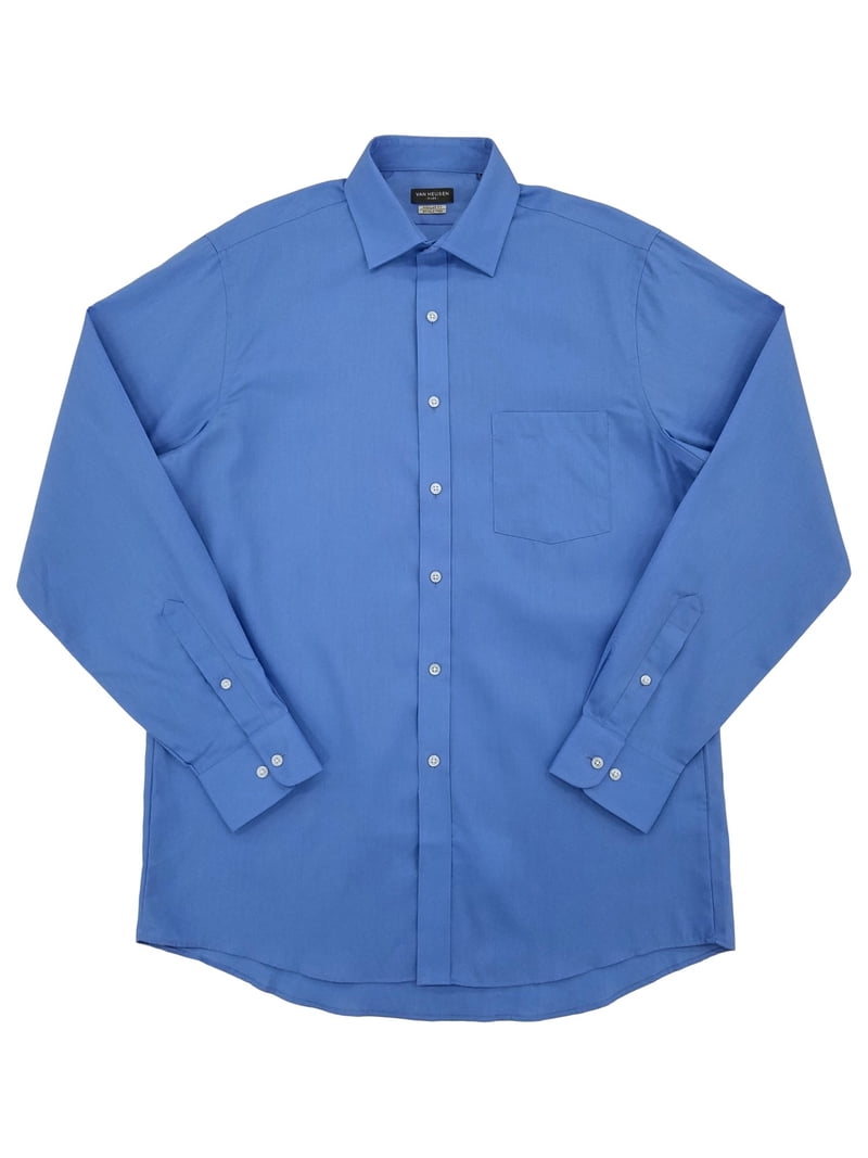 Van Heusen Mens French Blue Flex Collar Long Sleeve Button-Up Shirt 18.5  34/35