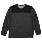 Van Heusen Mens Gray & Black Long Sleeve Crew Neck Fleece Sweatshirt XL