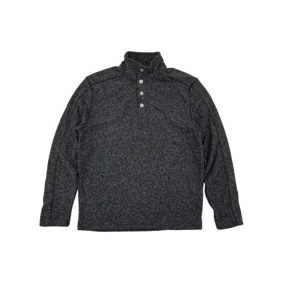Van Heusen Mens Gray Flex Fleece Buttoned Mock Neck Pullover Sweatshirt S