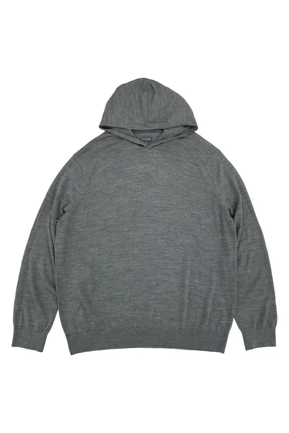 Mens Gray Long Sleeve Hooded Merino Sweater XX-Large