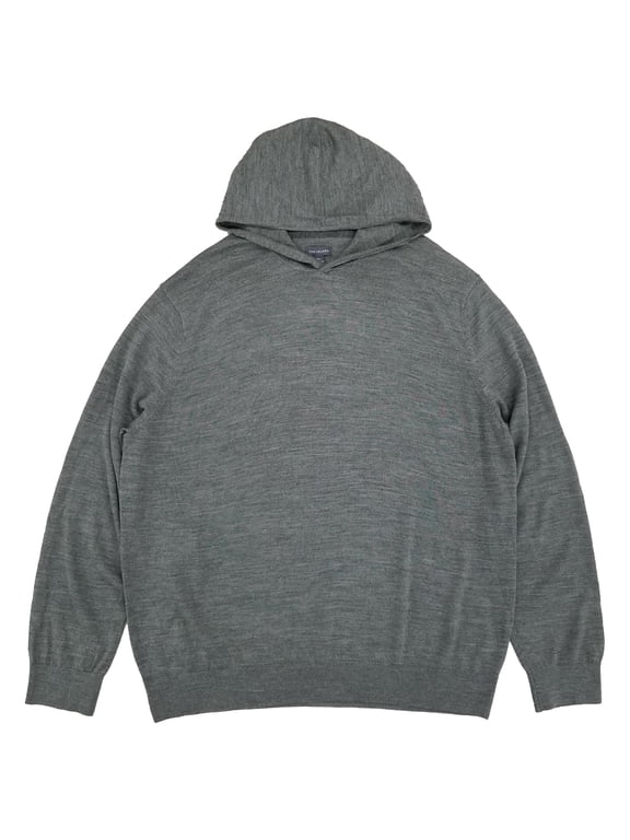 Mens Gray Long Sleeve Hooded Merino Sweater XX-Large