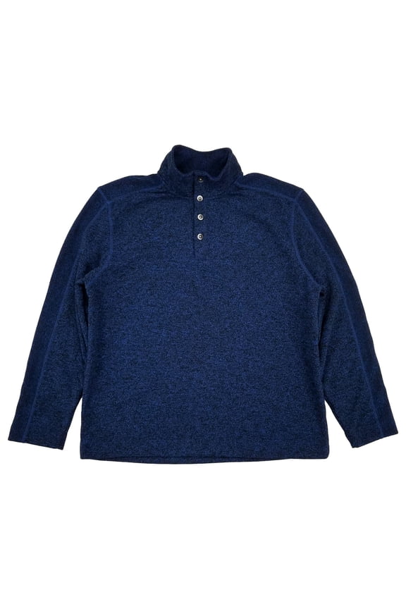 Mens Grecian Blue Flex Fleece Button Mock Pullover Sweatshirt XL