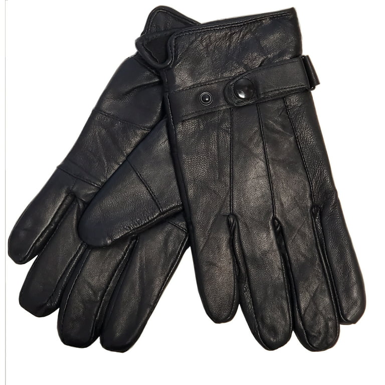 HERFY Leather Winter Gloves with Adjustable Strap For Men (Black, FS)