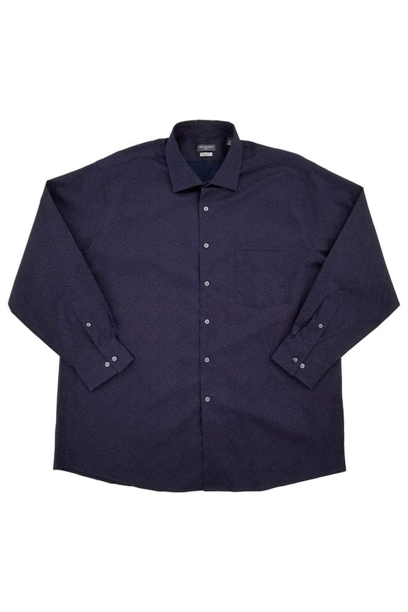 Mens Midnight Blue Flex Long Sleeve Button-Up Shirt 18.5 34/35