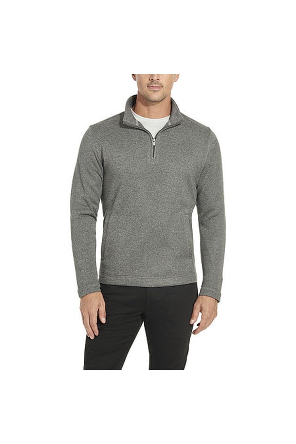 Mens Mock Neck Long Sleeve Quarter-Zip Pullover Large Dark Grey Heather