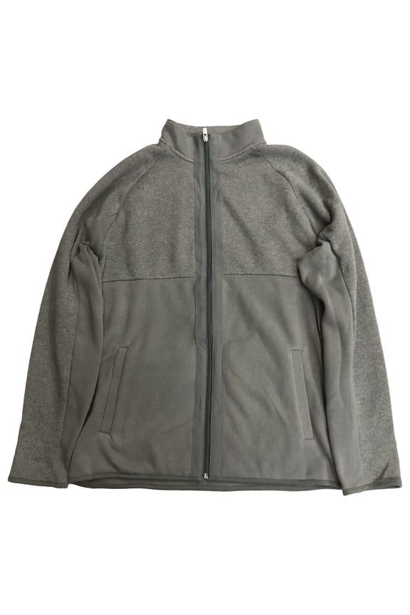 Mens Monument Gray Zip Front Mock Neck Sweatshirt Jacket Large