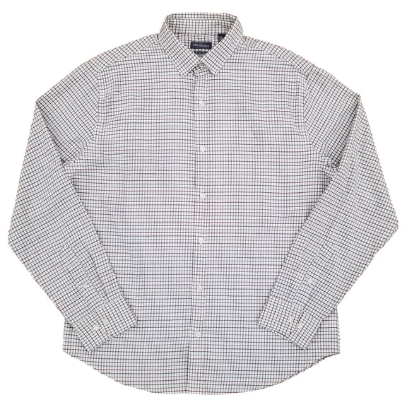 Van Heusen Mens Monument Plaid Twill Slim Fit Never Tuck Button-Down Shirt M