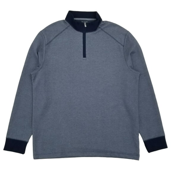 Van Heusen Mens Navy Blue Long Sleeve High Neck Pique Quarter-Zip Sweater XL