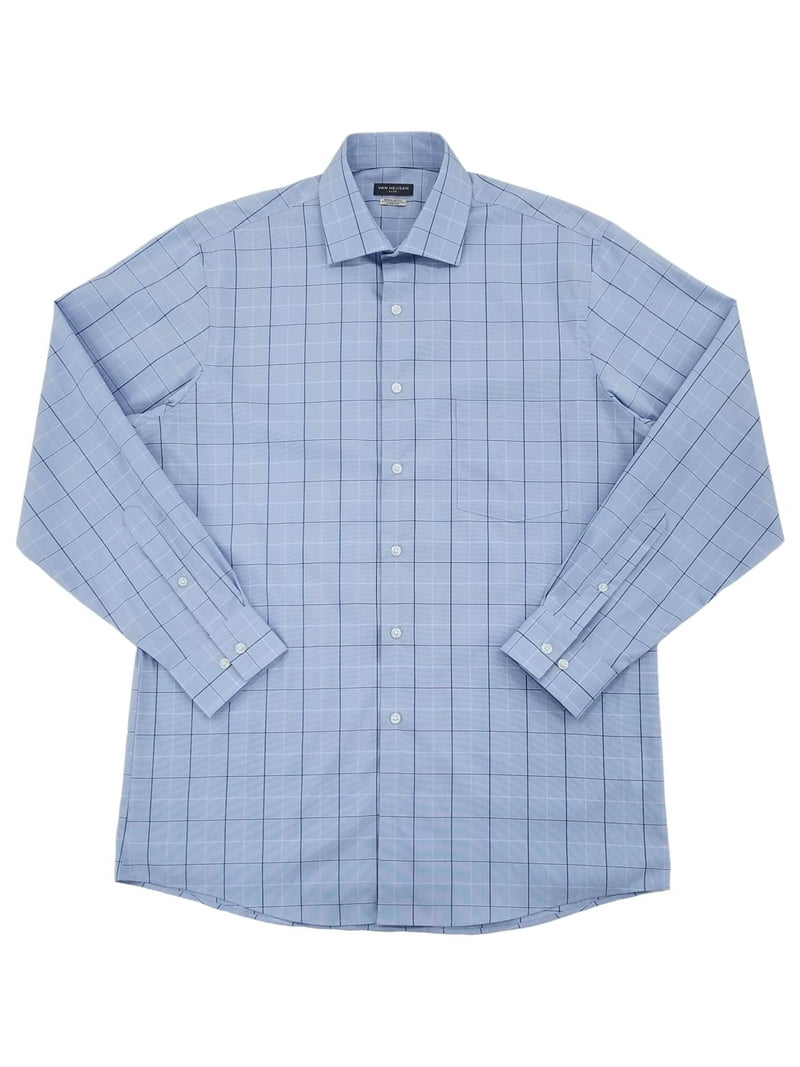periwinkle blue mens dress shirt Van Heusen Men's Flex Collar Blue Plaid Regular Fit Dress Shirt
