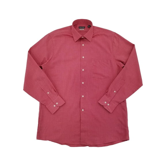 Van Heusen Mens Red Clay Regular Fit Long Sleeve Button-Up Shirt Large