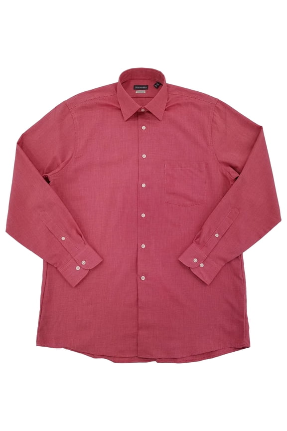 Mens Red Clay Regular Fit Long Sleeve Button-Up Shirt Large