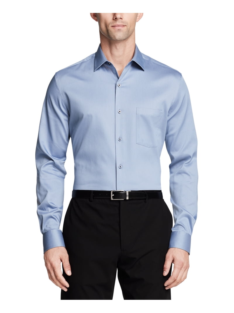 Van Heusen Men's Dress Shirt Regular Fit Stain Shield Stretch Blue 15-15.5  34-35 - Walmart.com