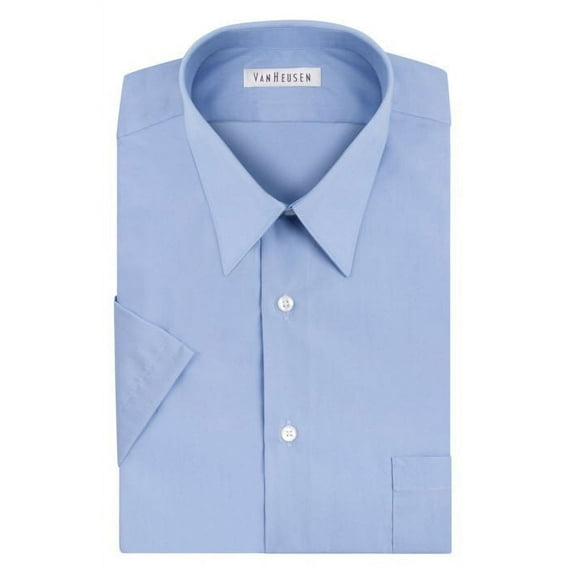 Van Heusen Mens Short Sleeve Button Down Dress Shirt Cameo Blue XL