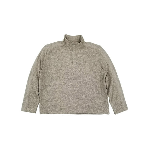 Van Heusen Mens Silver Birch Flex Fleece Button Mock Pullover Sweatshirt XXL