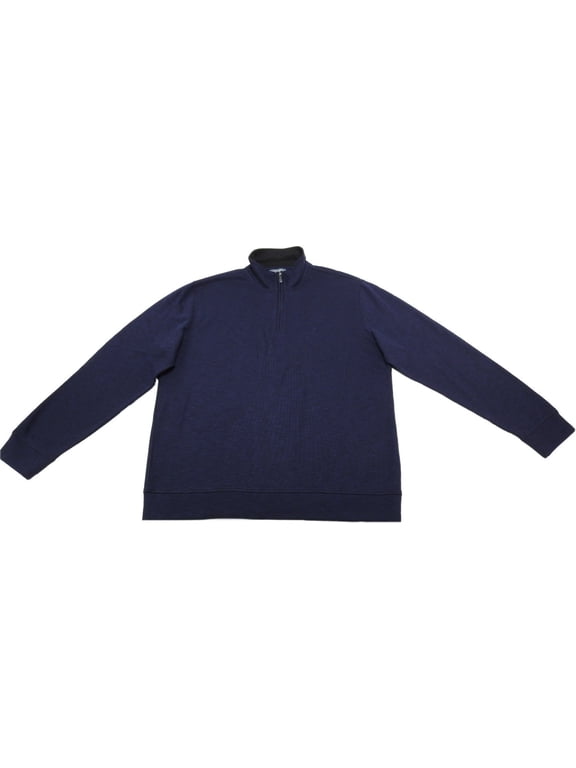 Mens Size XX-Large 1/4 Zip Pullover Sweater, Blue Underground