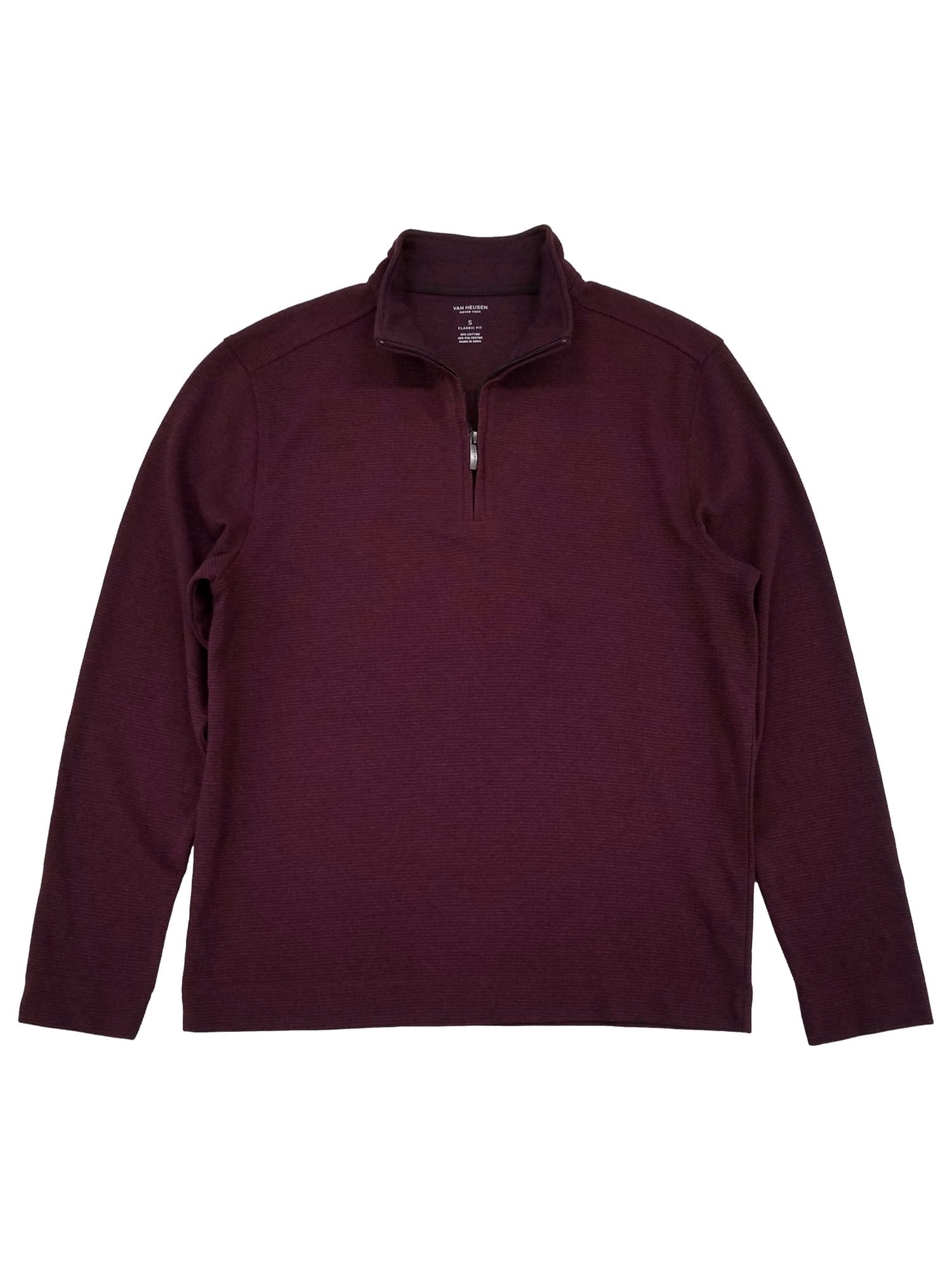 Van Heusen Mens Spiced Currant Never Tuck Quarter Zip Pullover