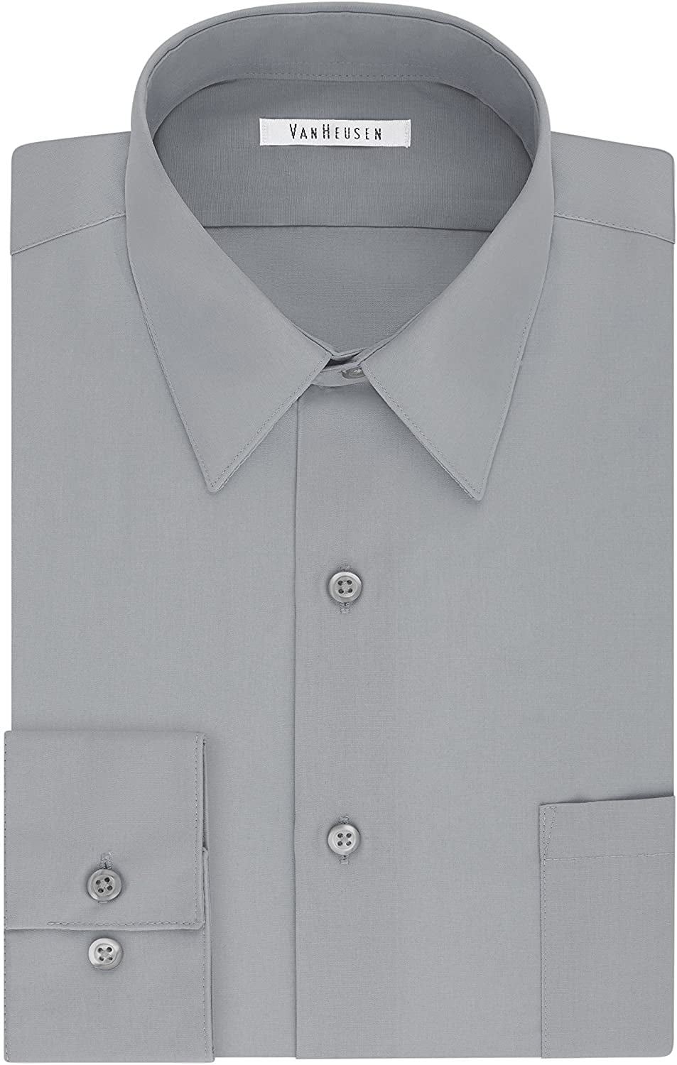 Van Heusen Mens Tall FIT Dress Shirts Poplin Big and Tall 20 Neck 37-38 Sleeve Grey Stone, Men's