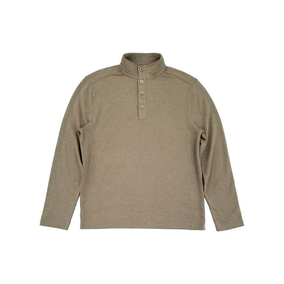 Van Heusen Mens Tau Brindle Never Tuck Long Sleeve Button Mock Pullover Small