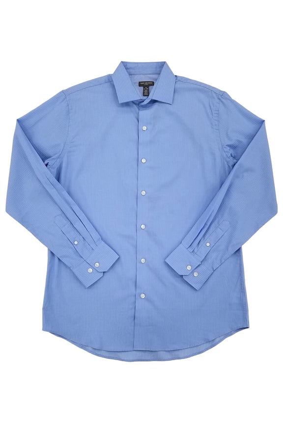 Mens Vista Blue Sateen Stripe Flex Long Sleeve Button-Up Shirt XXL