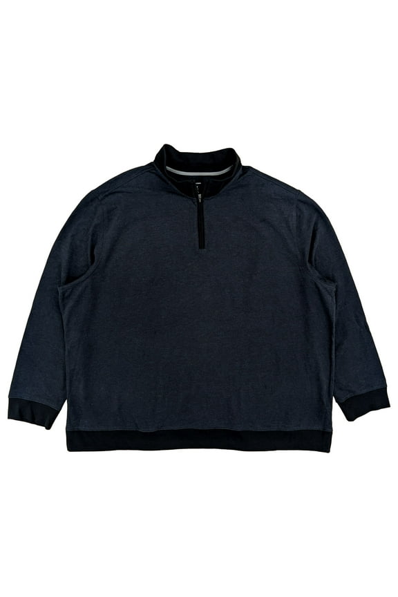 Tall Mens Ice Blue Twill Quarter-Zip Pullover Sweatshirt 4XLT