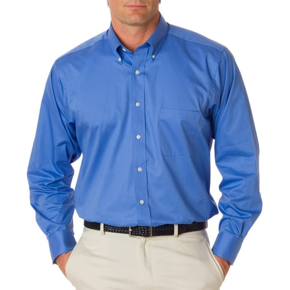 Van Heusen V0521 Mens Relaxed Twill Dress Shirt -Cobalt Blue-L