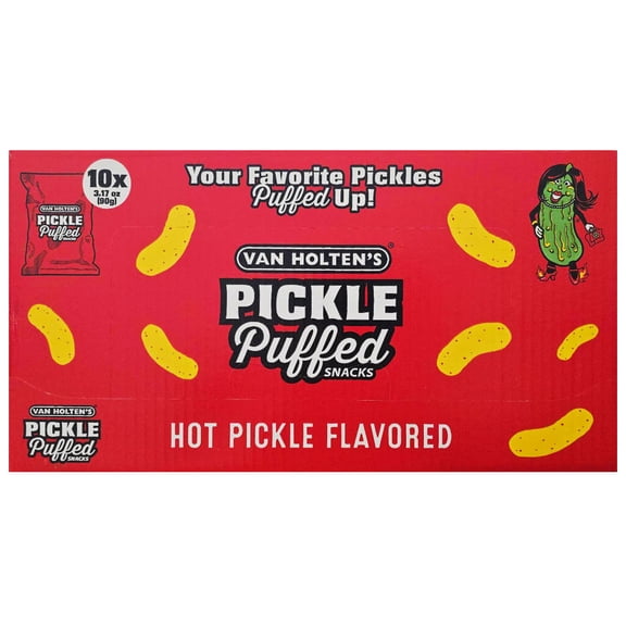 Van Holten's Pickle Puffed Snacks Hot Pickle Flavored 10 Count