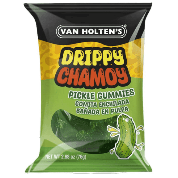 Van Holten's Pickles - Drippy Chamoy Pickle Gummies - Novelty Pickle Flavored Candy - Sweet, Sour, and Spicy, 2.68oz Bag