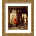 thumbnail image 1 of Van Hove, Hubertus 20x23 Gold Ornate Wood Framed with Double Matting Museum Art Print Titled - A Maid In a Hallway, 1 of 4