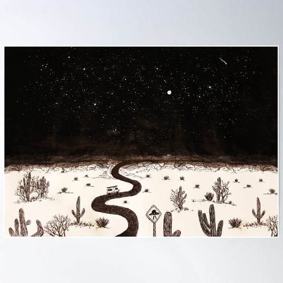 Van Life Desert Ufo Watcher Poster Wall Art, Modern Wall Decor For Living Room Bedroom, 8x12 UNFRAMED