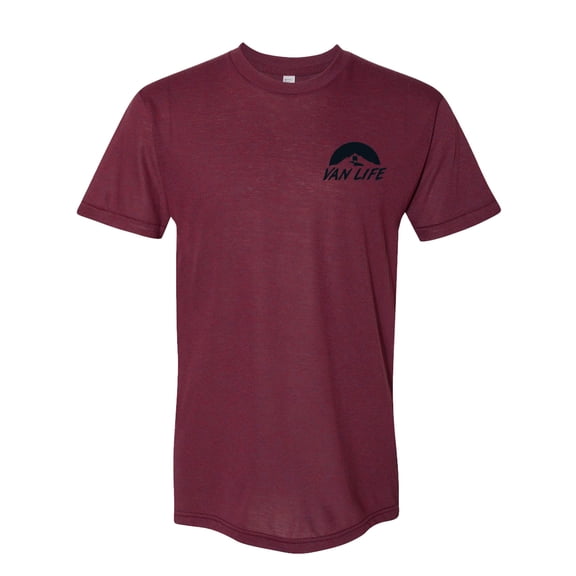 Van Life Pocket Logo Triblend Track T-Shirt - Cranberry - Black Logo - Large