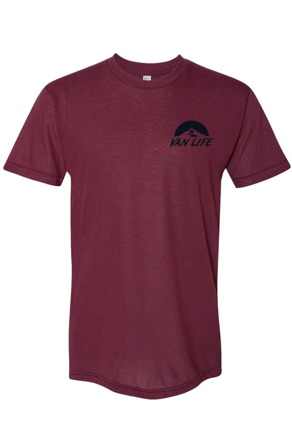 Van Life Pocket Logo Triblend Track T-Shirt - Cranberry - Black Logo - Medium