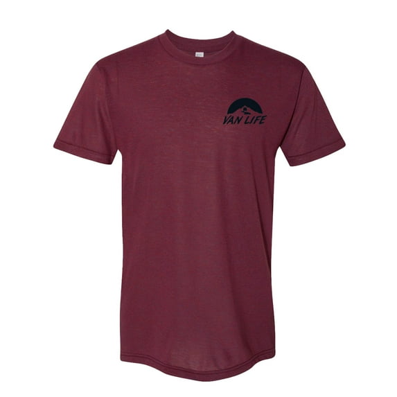 Van Life Pocket Logo Triblend Track T-Shirt - Cranberry - Black Logo - Small
