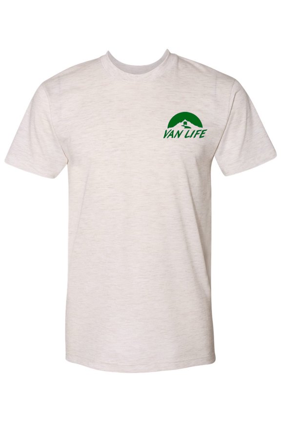 Van Life Pocket Logo Triblend Track T-Shirt - Oatmeal - Green Logo - X-Large