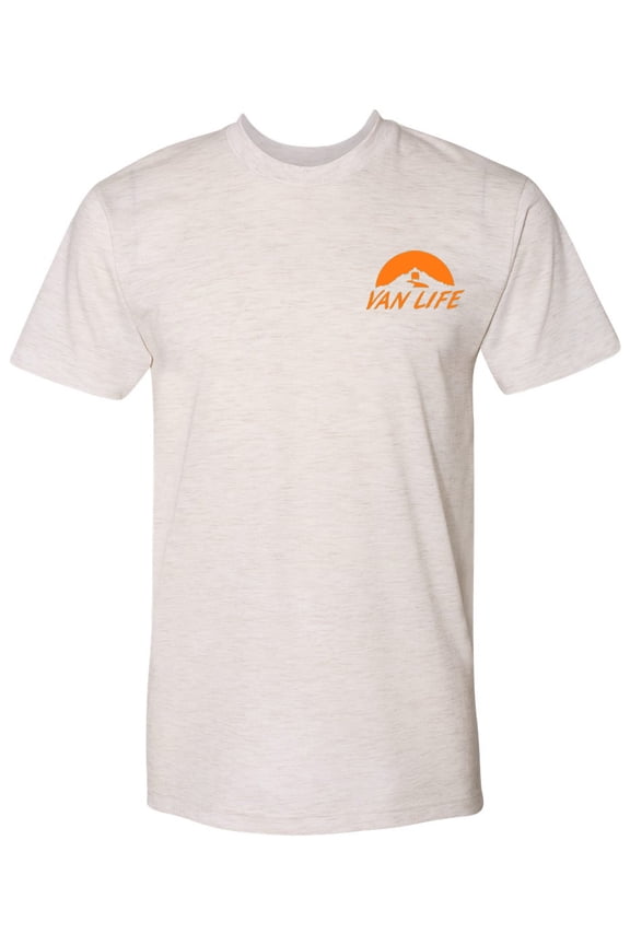 Van Life Pocket Logo Triblend Track T-Shirt - Oatmeal - Orange Logo - Medium