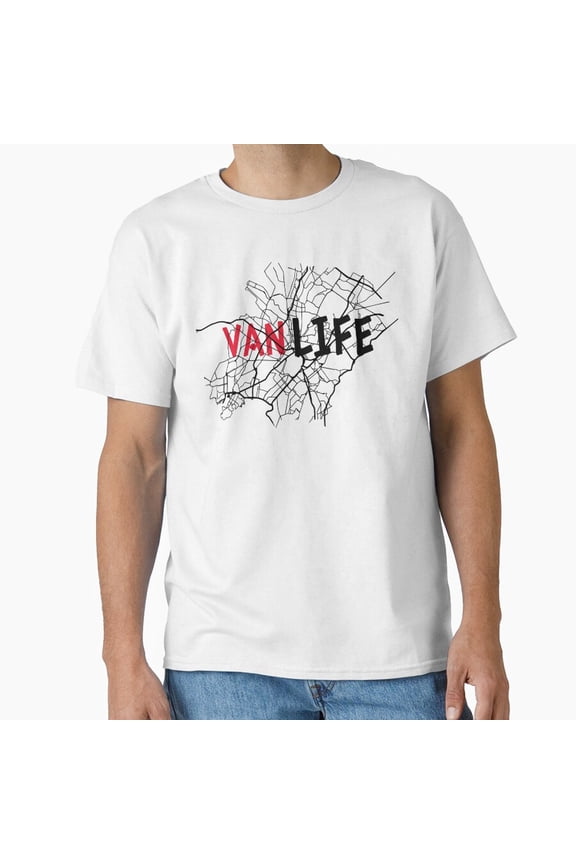 Van Life Road Map Retro Camper T-Shirt